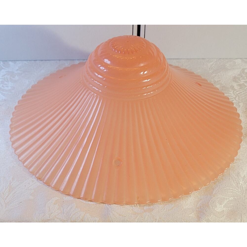 Vintage Art Deco Period Ceiling Light Shade, Pink/Peach, 11", 3 Mounting Holes